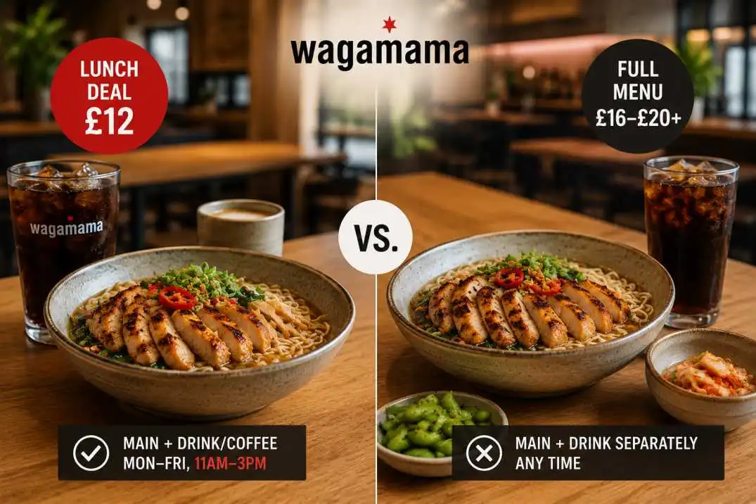 Wagamama lunch deal vs full menu price comparison